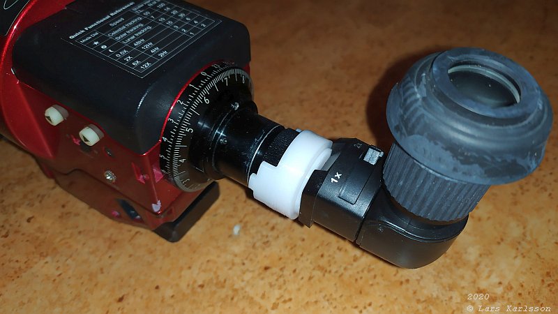 3D Printing: Adapter to polar finder telescope to attach a camera 90 degree angled viewer