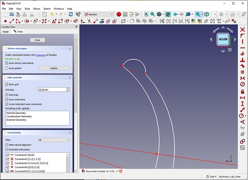 3D CAD: motor focuser bracket