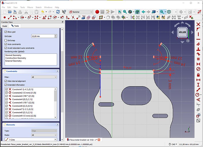 3D CAD: motor focuser bracket