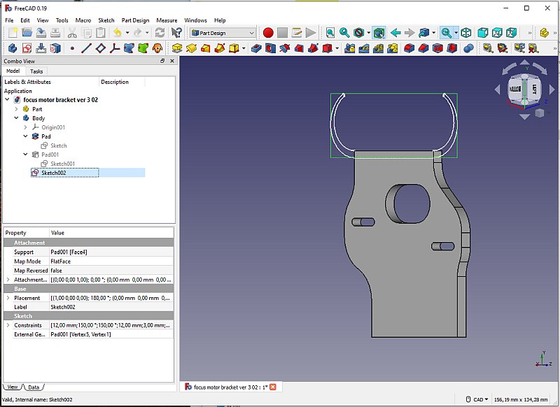 3D CAD: motor focuser bracket