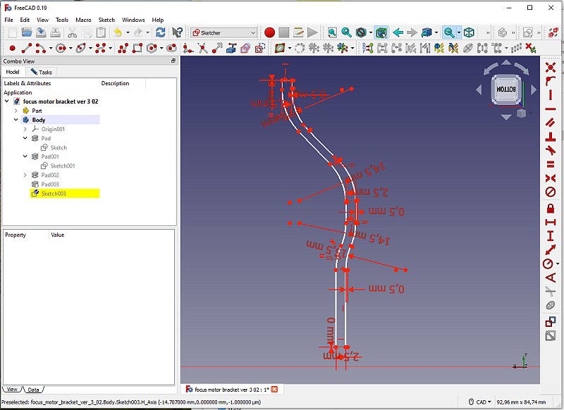 3D CAD: motor focuser bracket