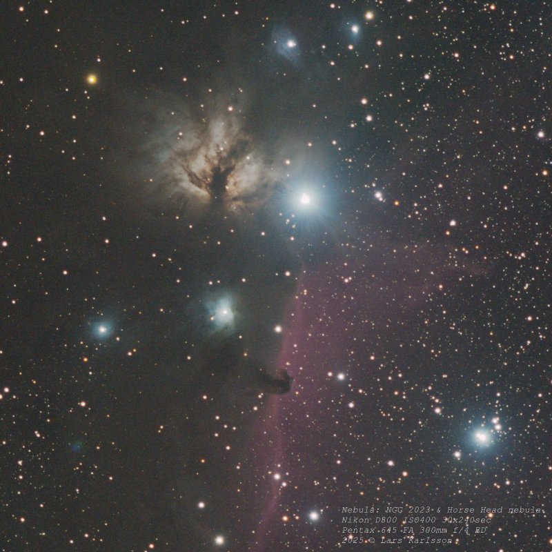 NGC 2023 and Bernard 33 Horsehead Nebula, Sweden 2025