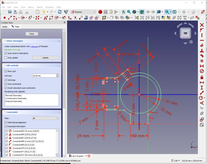 3D CAD: motor focuser bracket