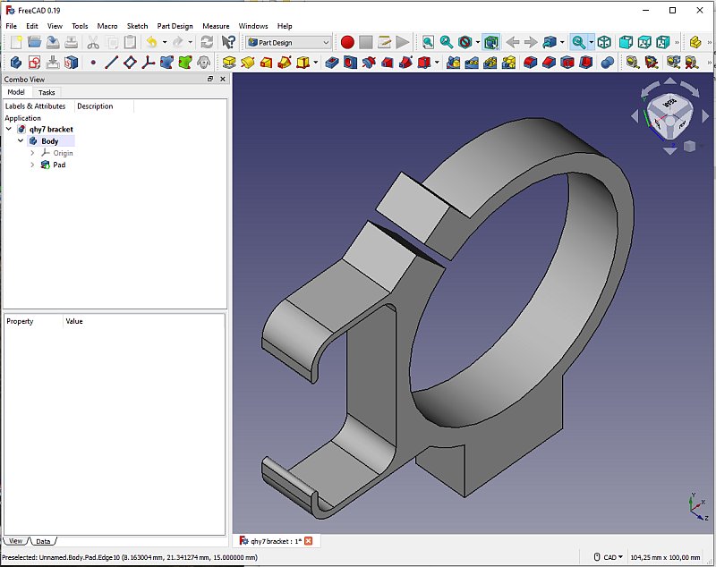 3D CAD: motor focuser bracket