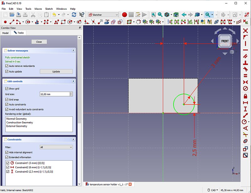 3D CAD: Making a temperature sensor holder