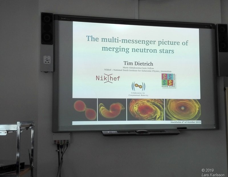 Seminar: The multi-messenger picture of merging neutron stars by Tim Dietrich, 2019