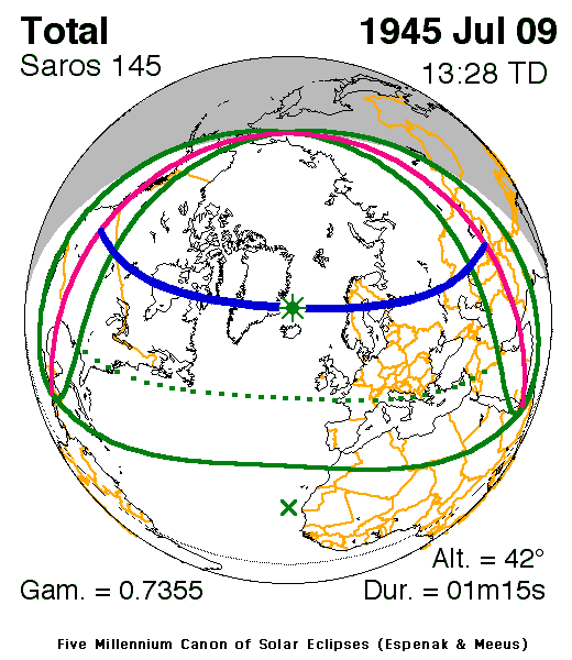 Saros 145 1945-07-09 solar eclipse, credit NASA