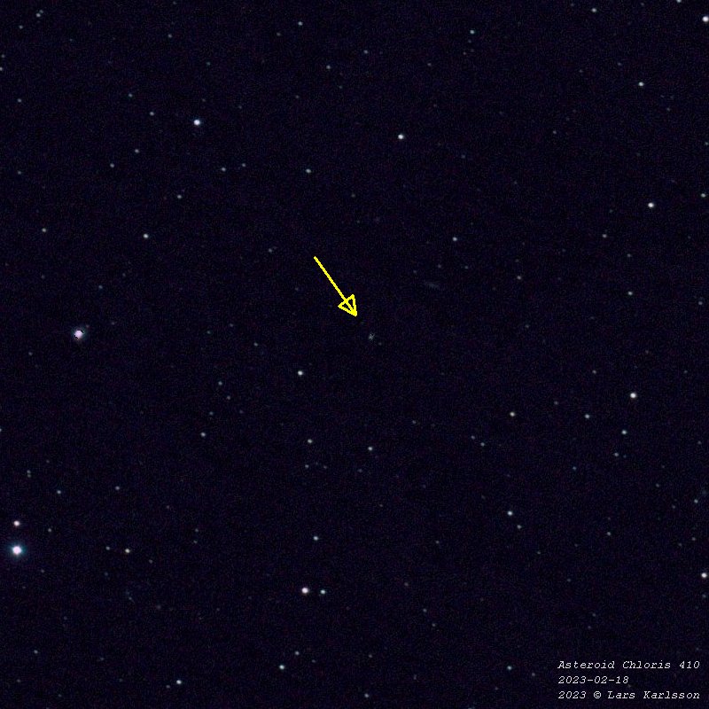 Asteroid Chloris 410, 2023