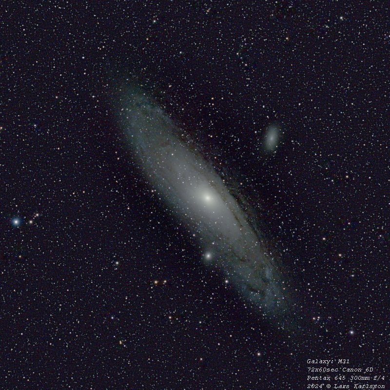 M31, Pentax 645 300 mm ED, 2024