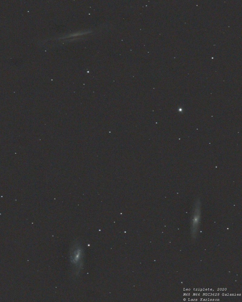 Leo Triplet, M65, M66 and NGC 3228l Galaxies, Sweden 2020