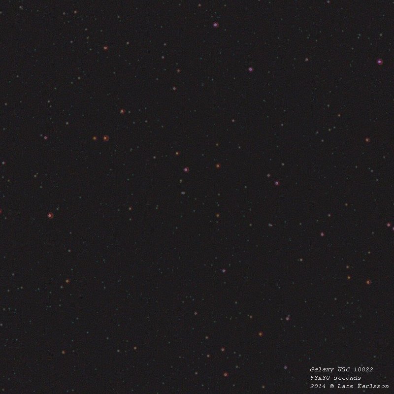 UGC 10822 galaxy, Draco Dwarf, Sweden 2014