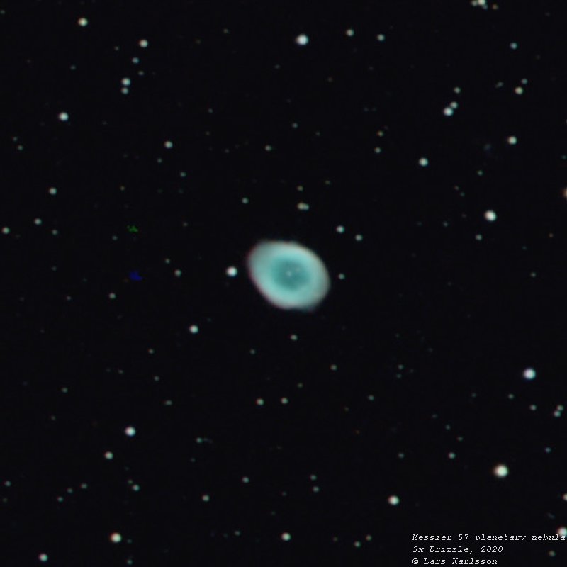 M57, planetary nebula, 3x Drizzle test, Mars 14, 2020