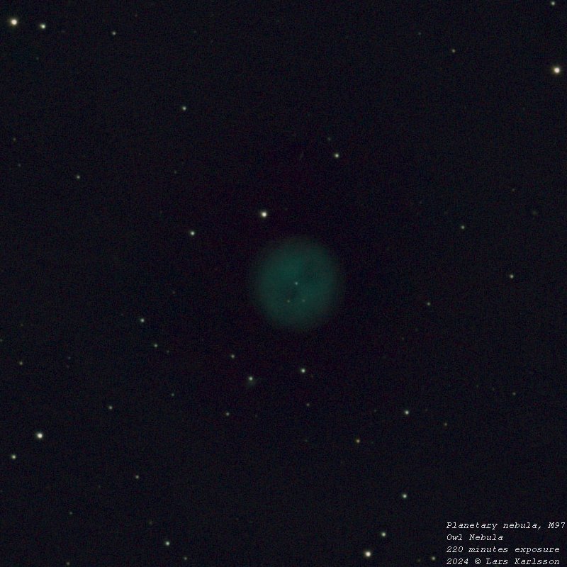 M97 Owl Nebula, 220 minutes exposure, 2024