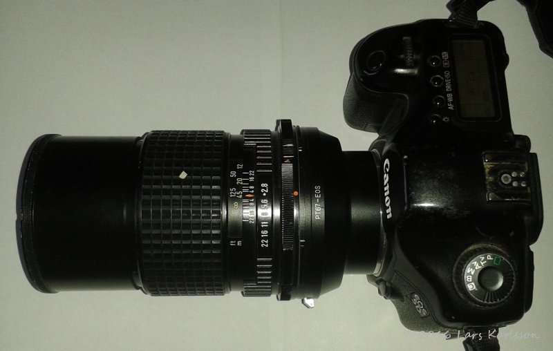 Pentax 67 165 mm f/2.8 Canon full frame camera