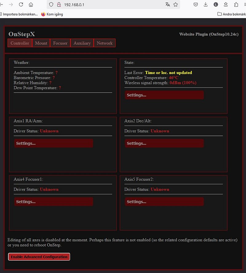 SkyWatcher EQ6 Mount and OnStep driver