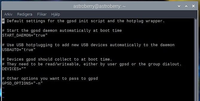 Setup of GPSD, Raspberry / Astroberry