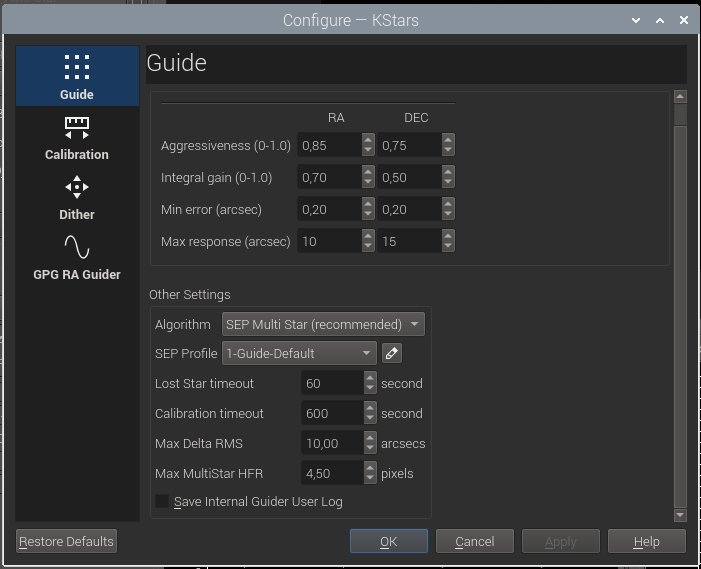 HEQ5 and Raspberry: Tweaking auto guiding parameters