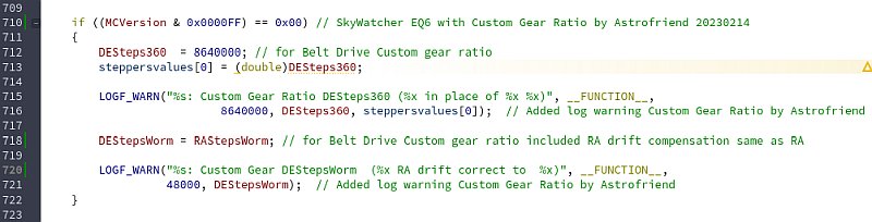 Project: INDI EQMOD driver Custom Gear Ratio