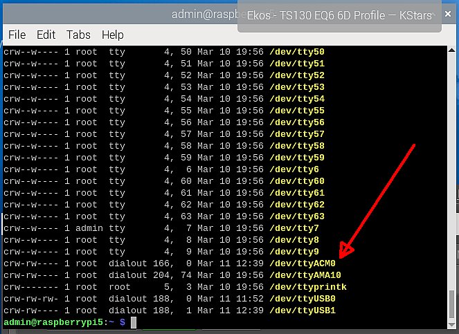 Raspberry Pi5, KStars 64-bit, setup GSPD