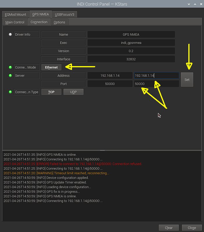 Setup of GPS NMEA, Raspberry / Astroberry