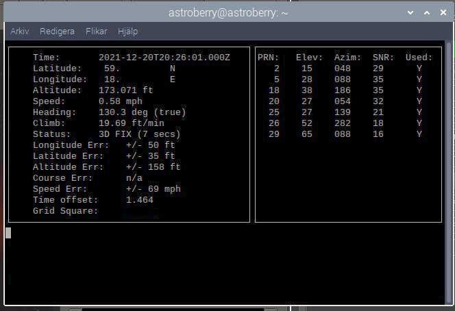 Setup of GPSD, Raspberry / Astroberry