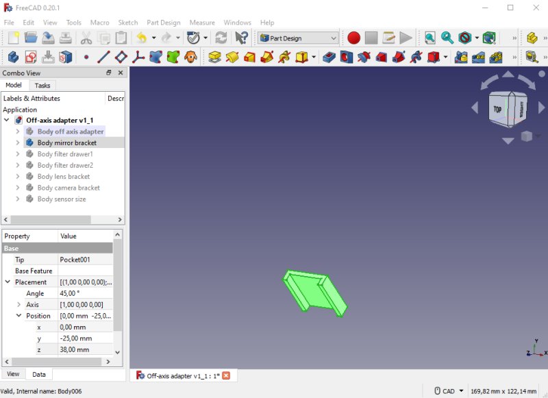 Astronomy project: Medium format off-axis adapter 3D CAD