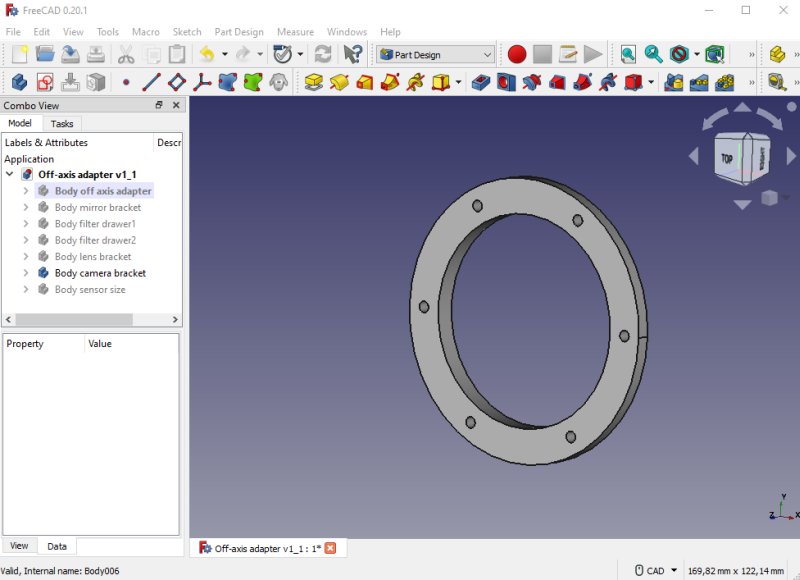 Astronomy project: Medium format off-axis adapter 3D CAD