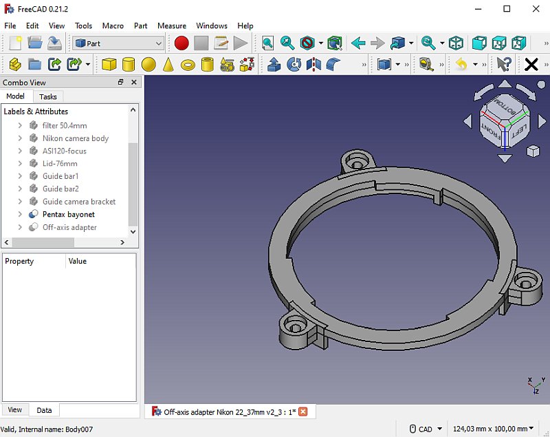 Off-axis adapter with tilt adjuster, DIY project with 3D-printer