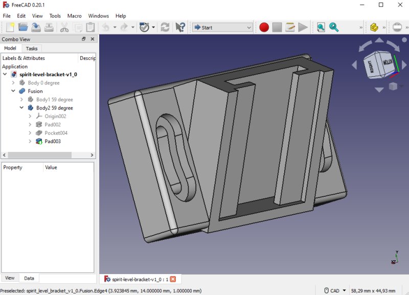 HEQ5/EQ6 3D-printed tiltet spirit level bracket