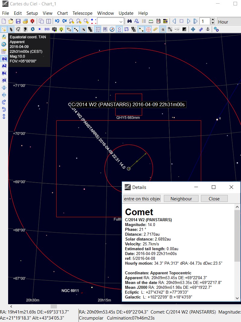 Comet relative speed data