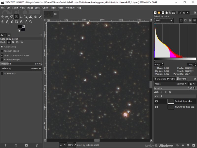 Gimp: Seleting the stars