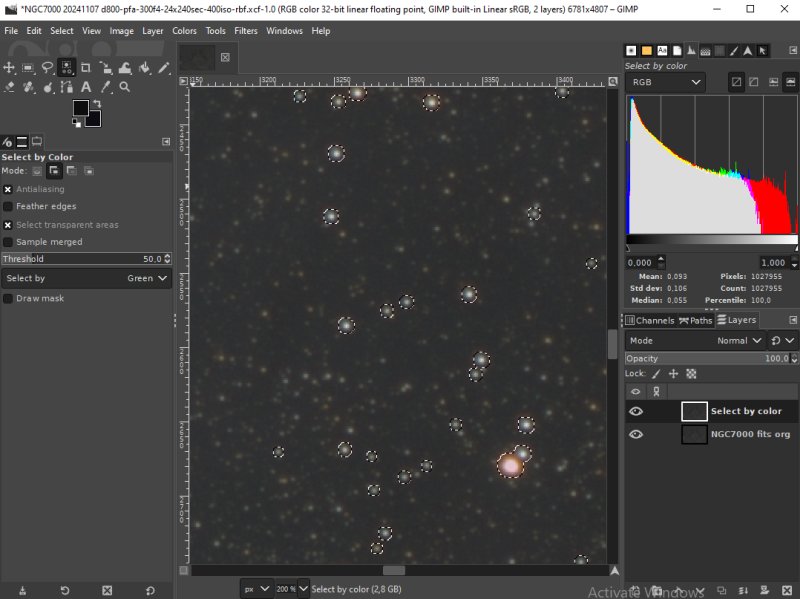 Gimp: Seleting the stars