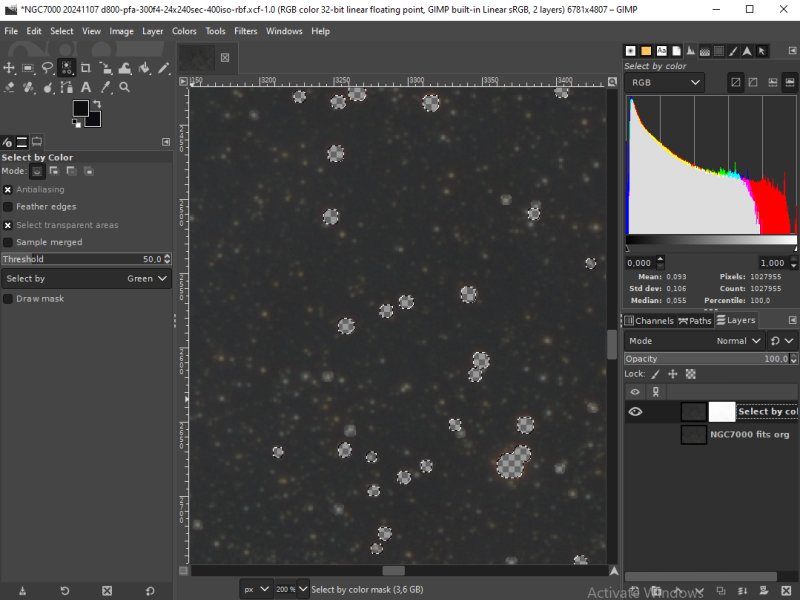 Gimp: Seleting the stars