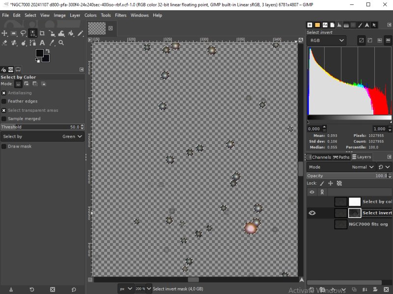 Gimp: Seleting the stars