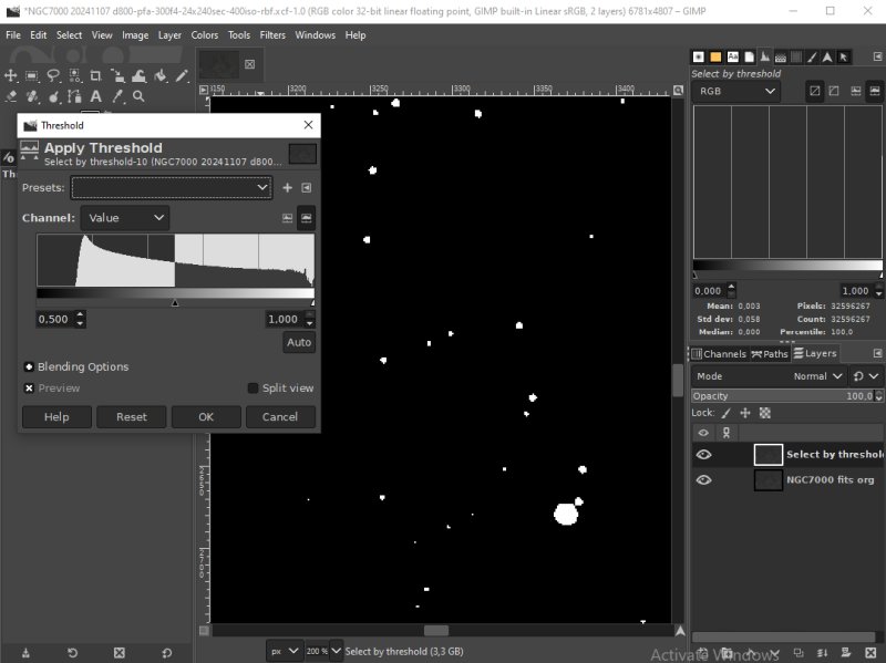 Gimp: Seleting the stars