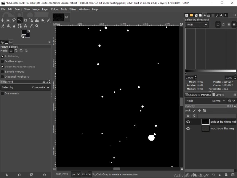 Gimp: Seleting the stars