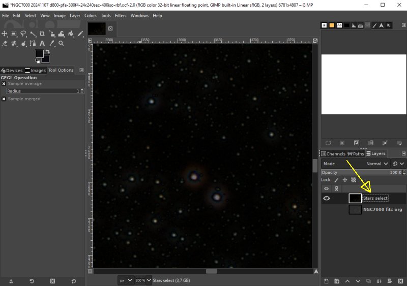 Gimp: Seleting the stars