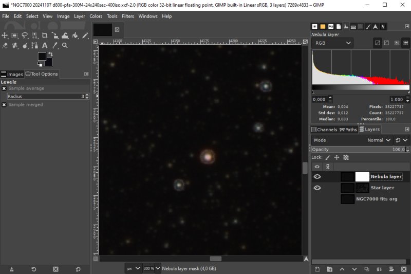 Gimp: Processing a nebula with masks