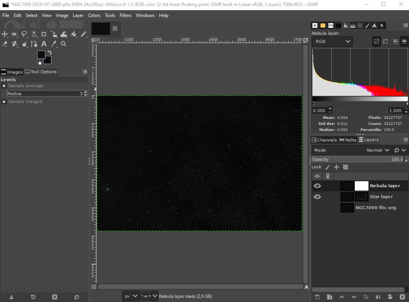 Gimp: Processing a nebula with masks