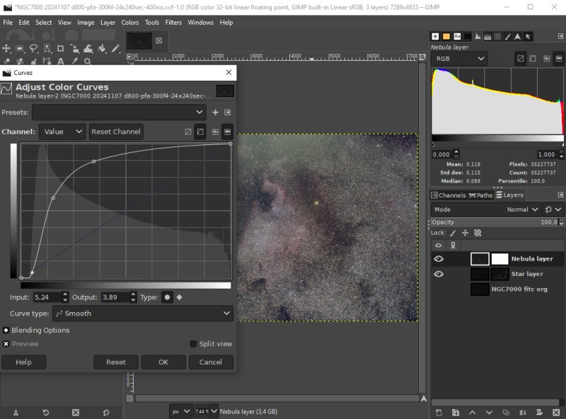 Gimp: Processing a nebula with masks