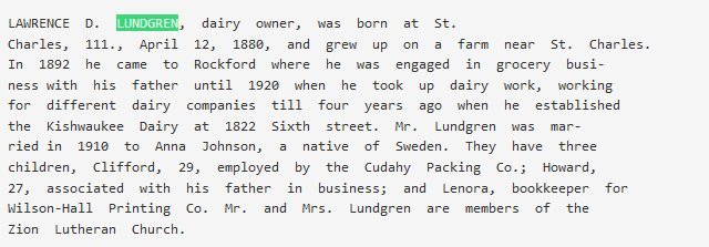 Hulda Söderberg emigrerar till Rockford i USA år 1904