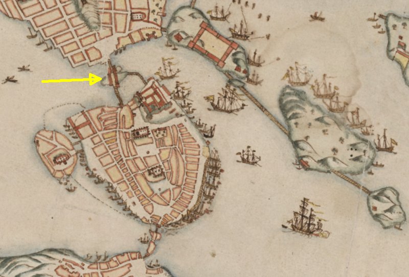 Avrättningsplatsen vid Norrbro, Källa: Stockholmskällan, karta 1642