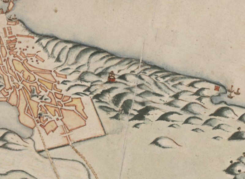 Galgbacken vid Stigberget, Källa: Stockholmskällan, karta 1642