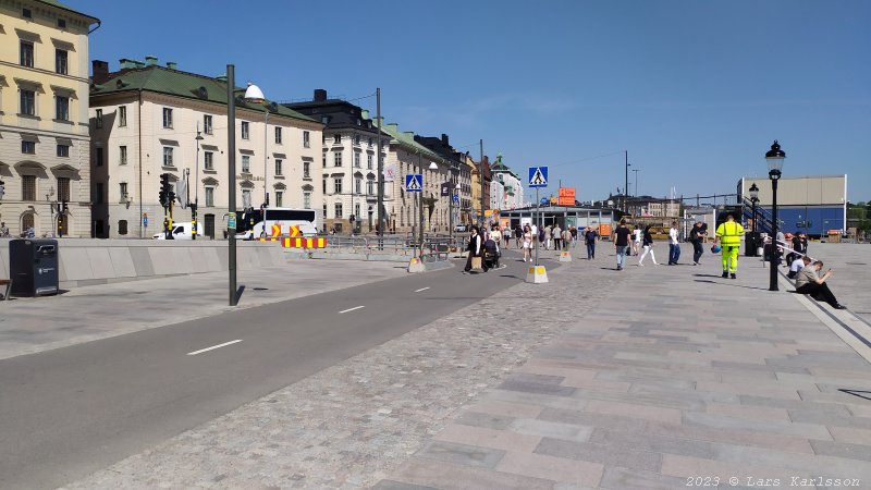 Stockholm Nya Slussen, kajen vid Gamla Stan och Skeppsbron vid Nya Slussen, maj 2023