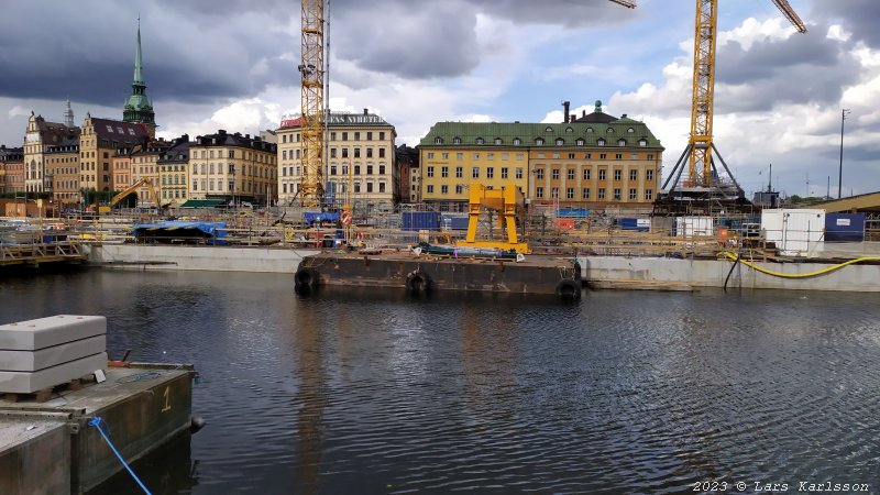Stockholm Nya Slussen, slusskanalen, juli 2023