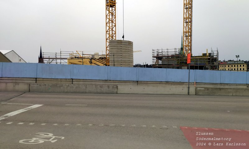 Stockholm Nya Slussen, , arbetet vid Södermalmstorg fortskrider, mars 2024