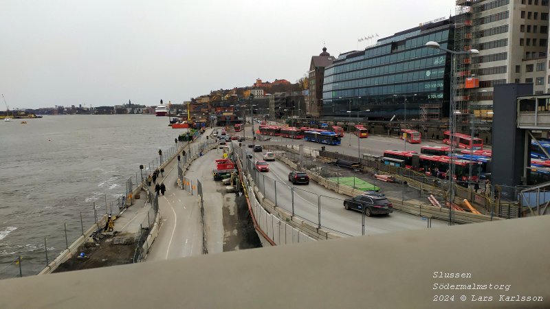 Stockholm Nya Slussen, arbetet vid Södermalmstorg fortskrider, mars 2024