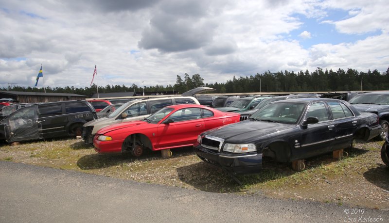 A walk among scrap cars at Osby USA bildelar in Sweden 2019